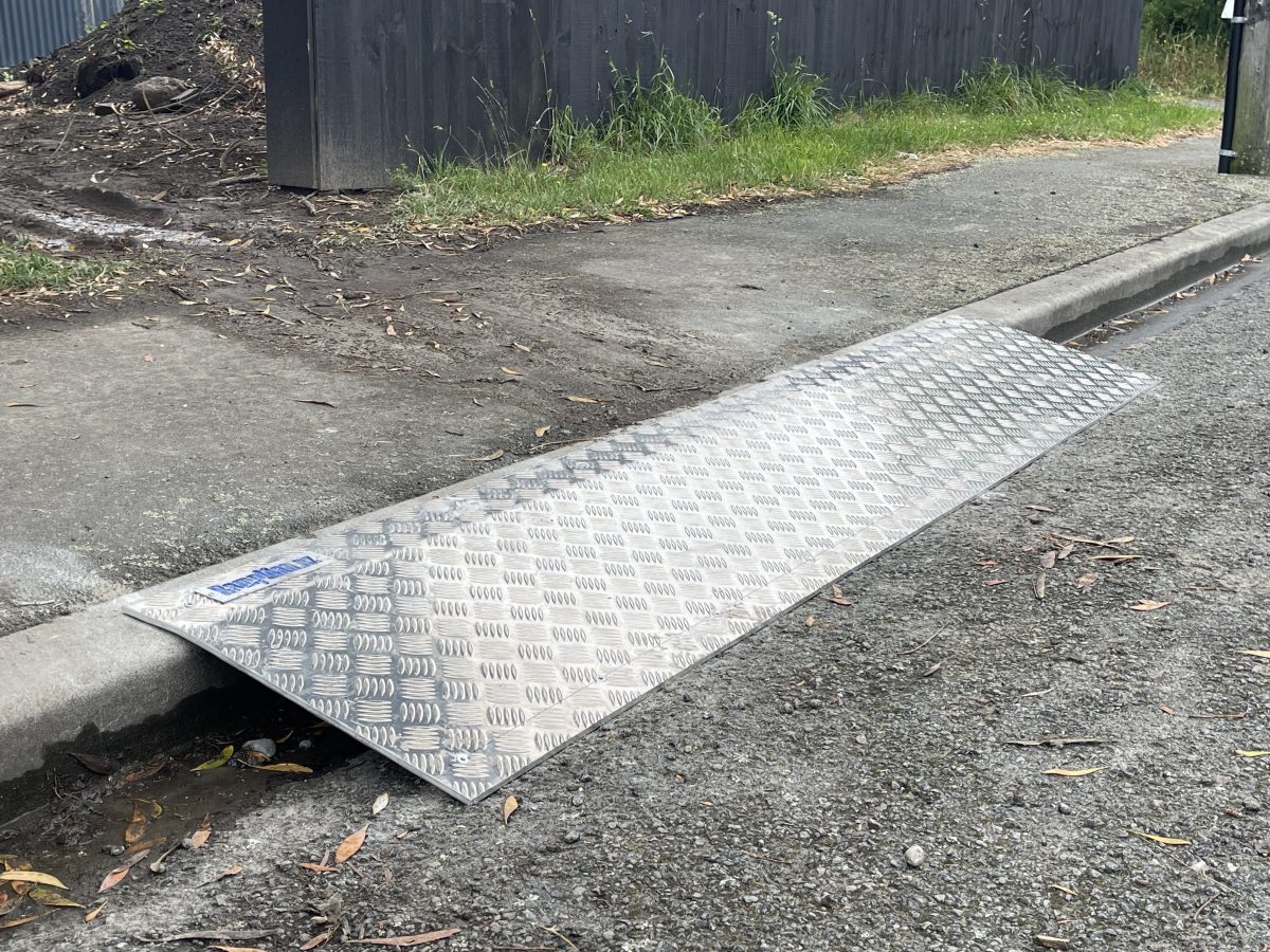 Full view of Full-Height 500 FOLDED driveway ramp installation showing complete garage entry transition system NZ